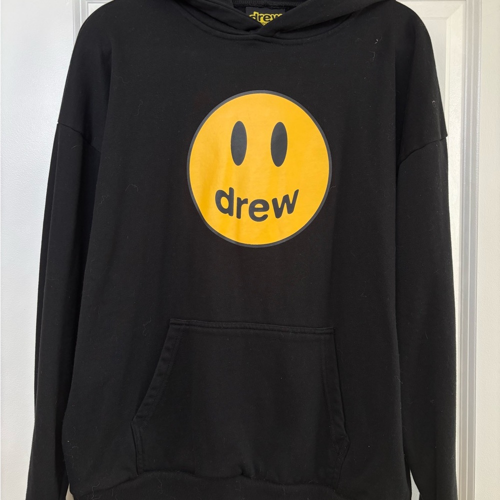 drew house Black Hoodie with Yellow Logo